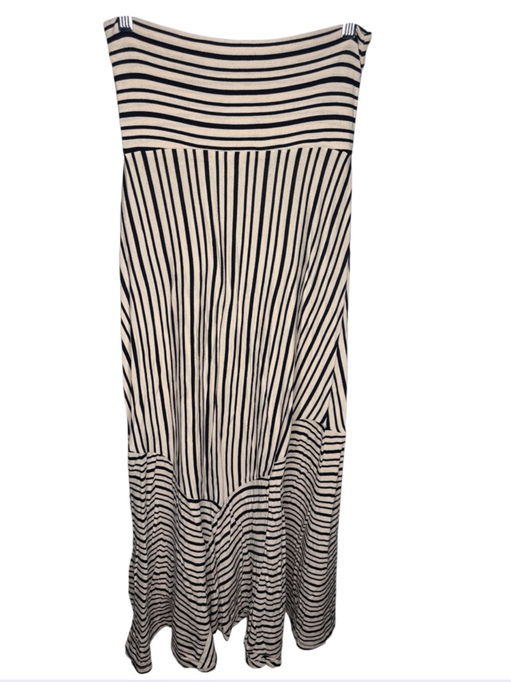 Maeve | Black & Cream Striped Maxi Skirt | Rayon Blend Boho Flowy | Size X-Small - Picture 6 of 6